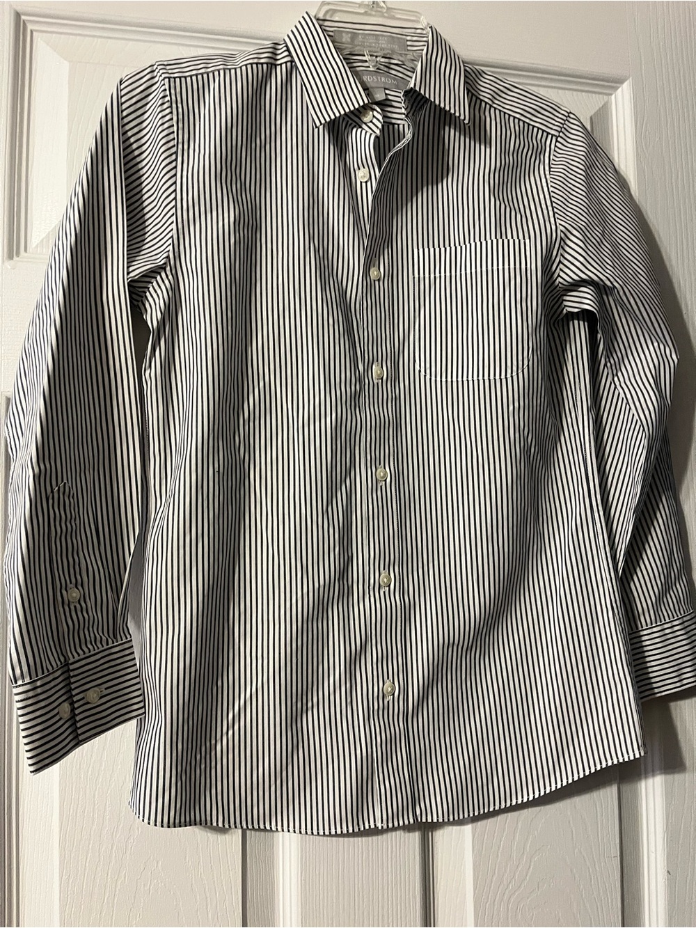Nordstrom boys Navy & White Vertical Stripe Dress Shirt